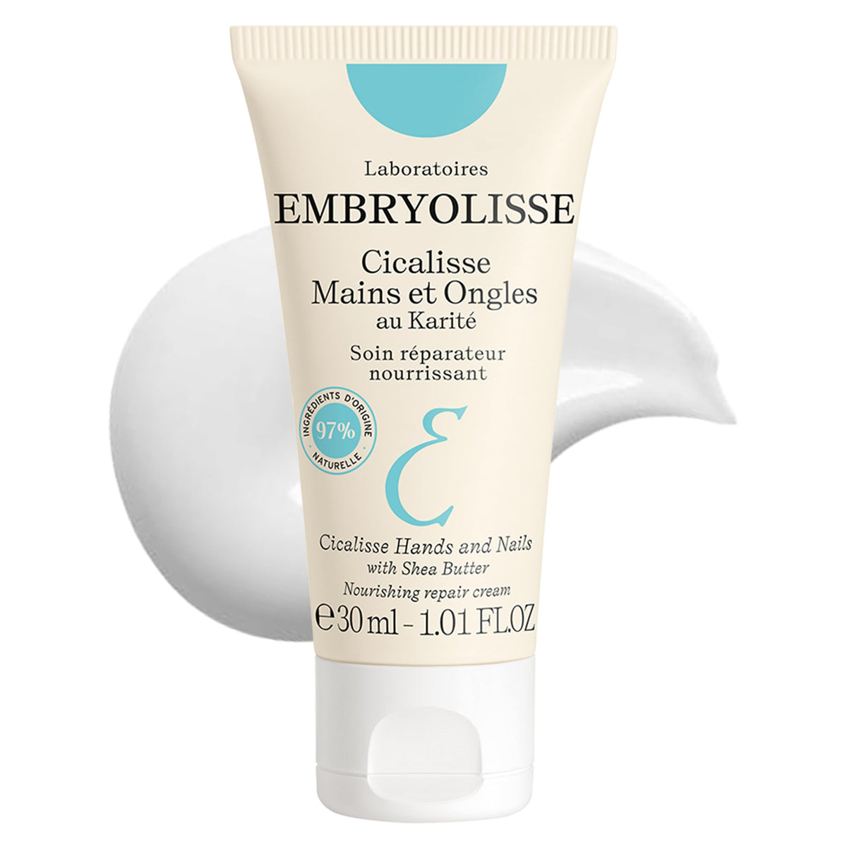 Embryolisse Cicalisse hands cream jar demonstrates deep hydration for dry skin.