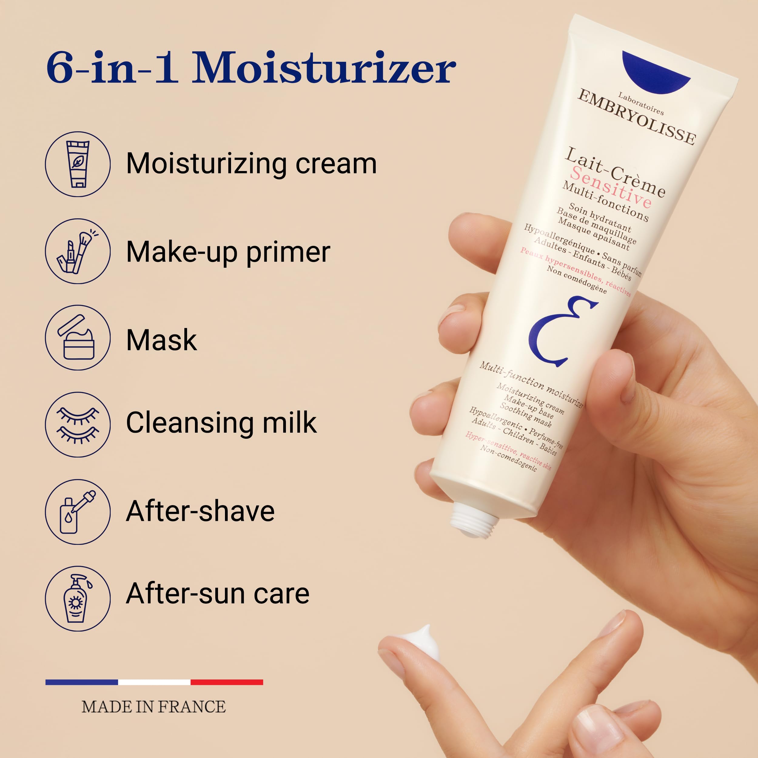 Fragrance-free formula gentle on sensitive skin.