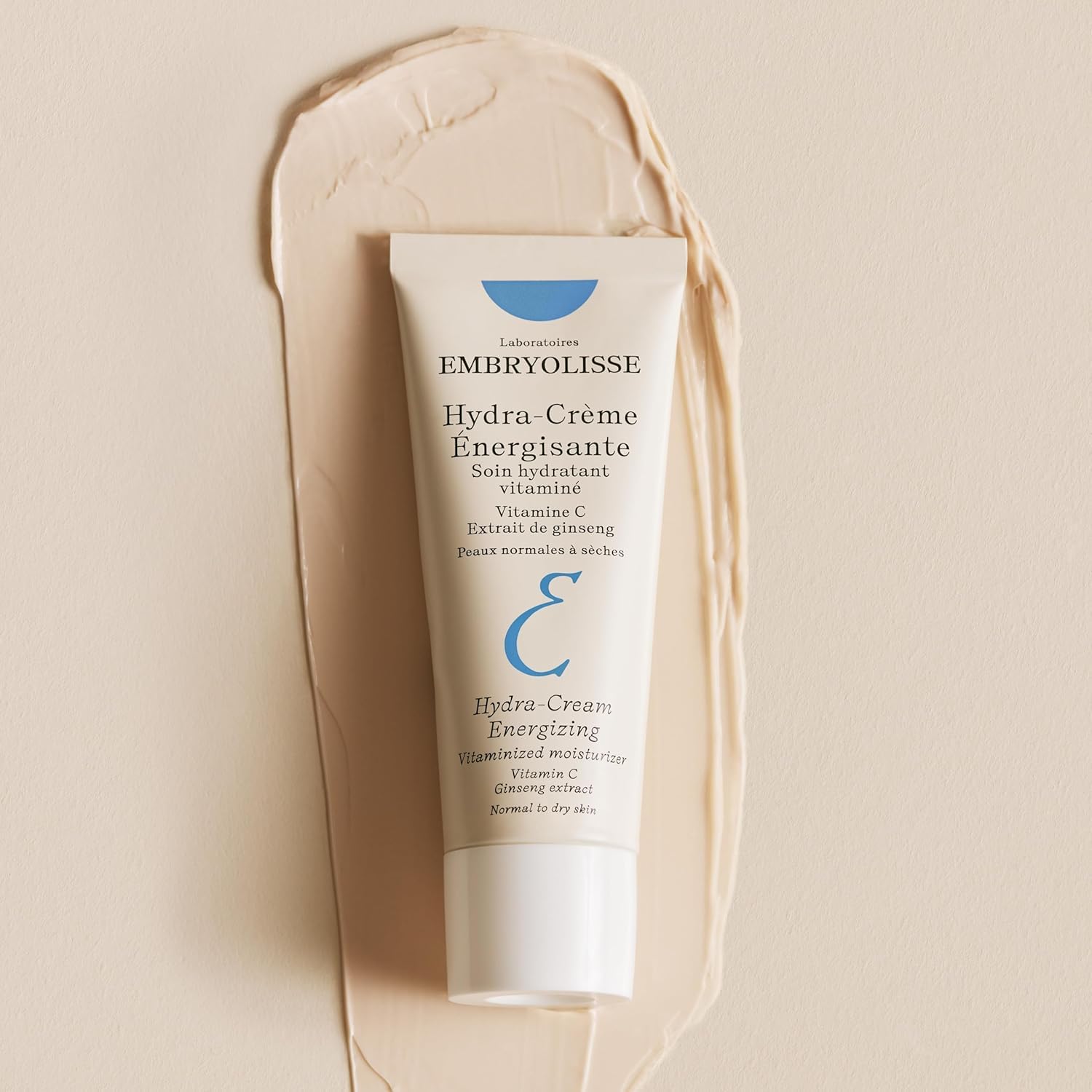Bathroom shelf with Embryolisse Vitamin C Energizing Moisturizer suggesting daily use and glow.