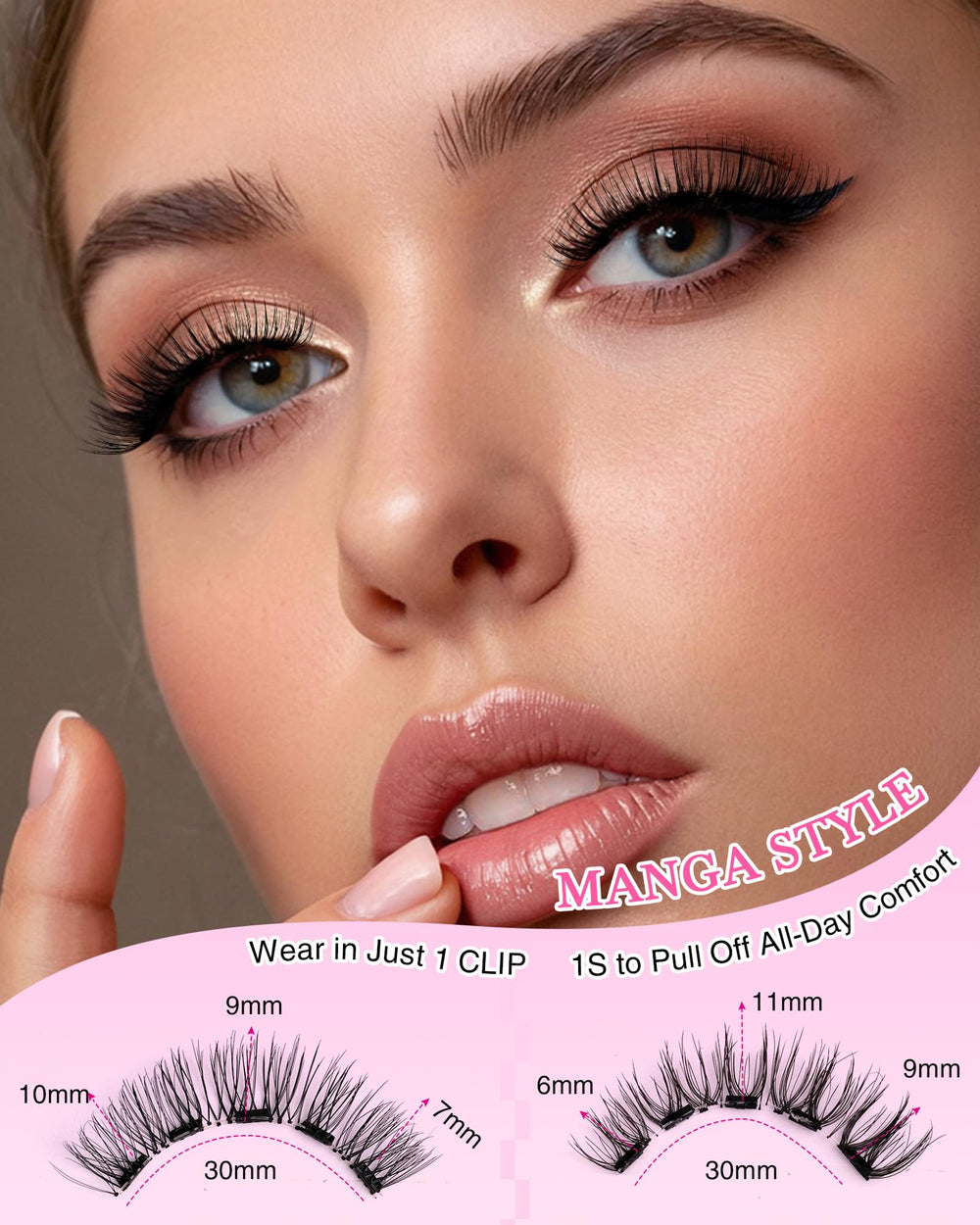 Close-up of EMEDA lash on eye for natural, seamless blend.