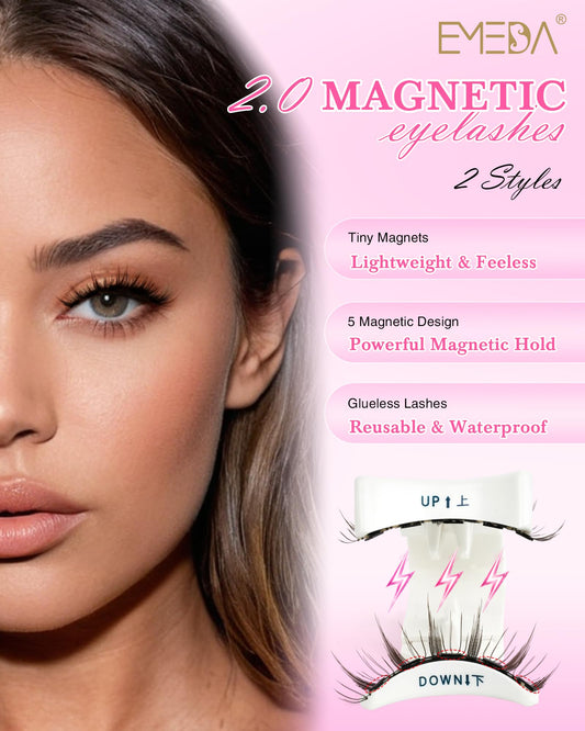 EMEDA double-sided magnetic lashes with applicator for quick, precise attachment.
