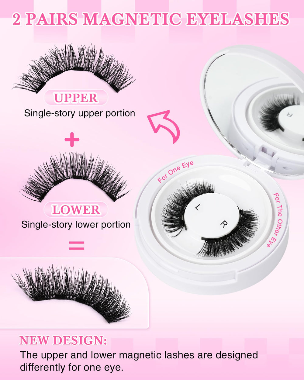 EMEDA double-sided magnetic lashes show lightweight distribution for natural look.