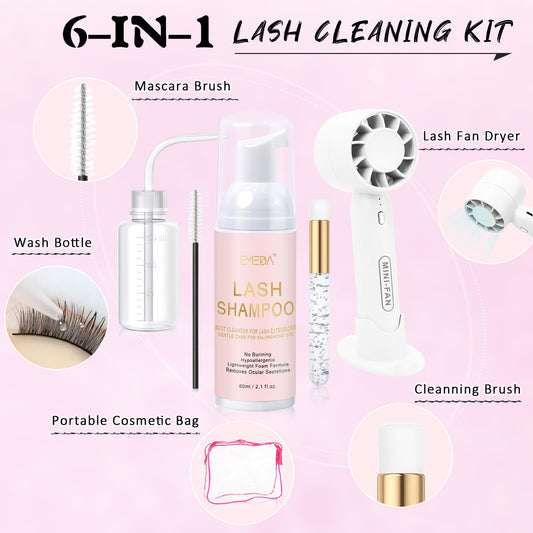 EMEDA lash shampoo gentle cleanser promotes comfortable, hypoallergenic cleaning.
