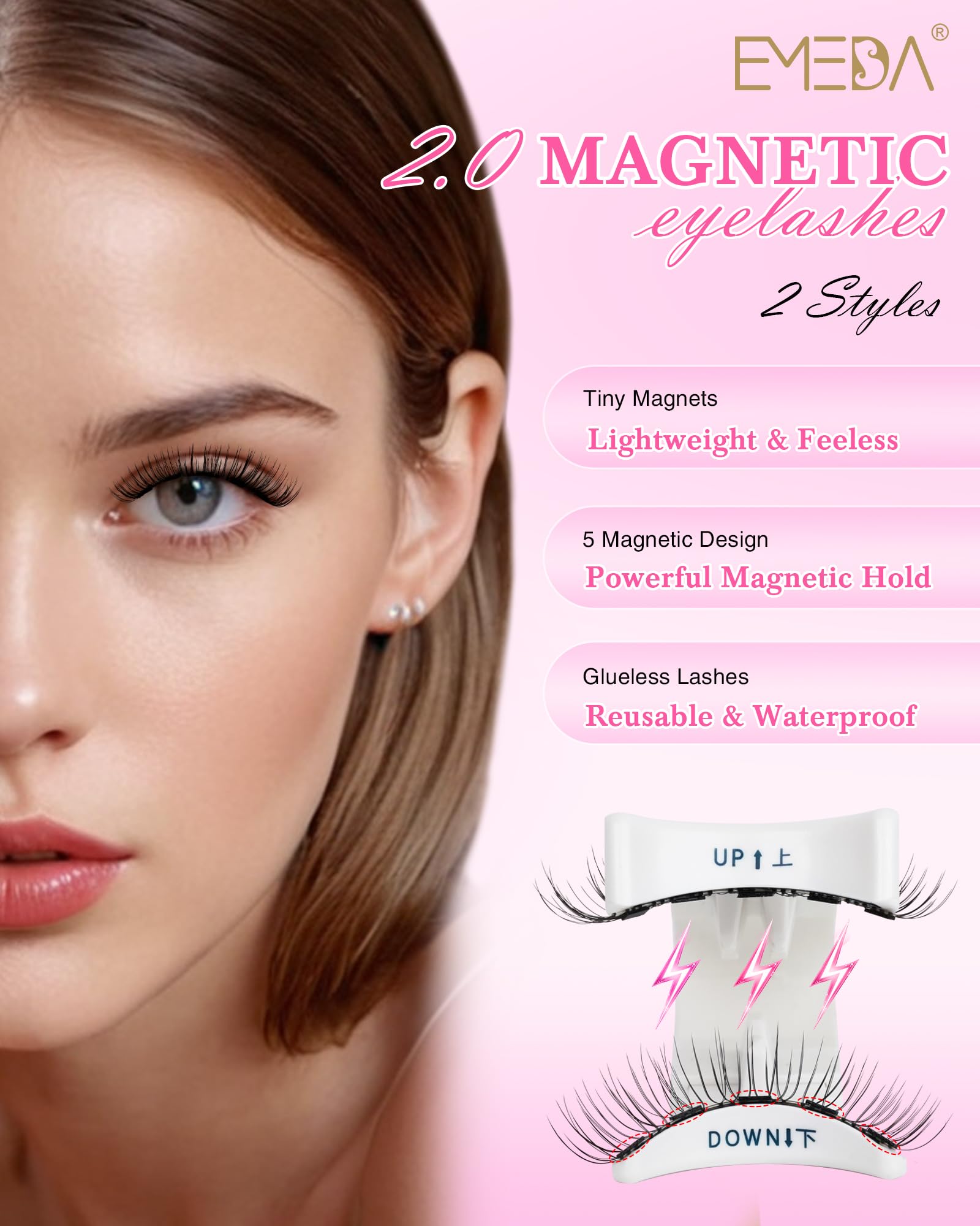 EMEDA double-sided magnetic lashes offer quick, glue-free eye definition.