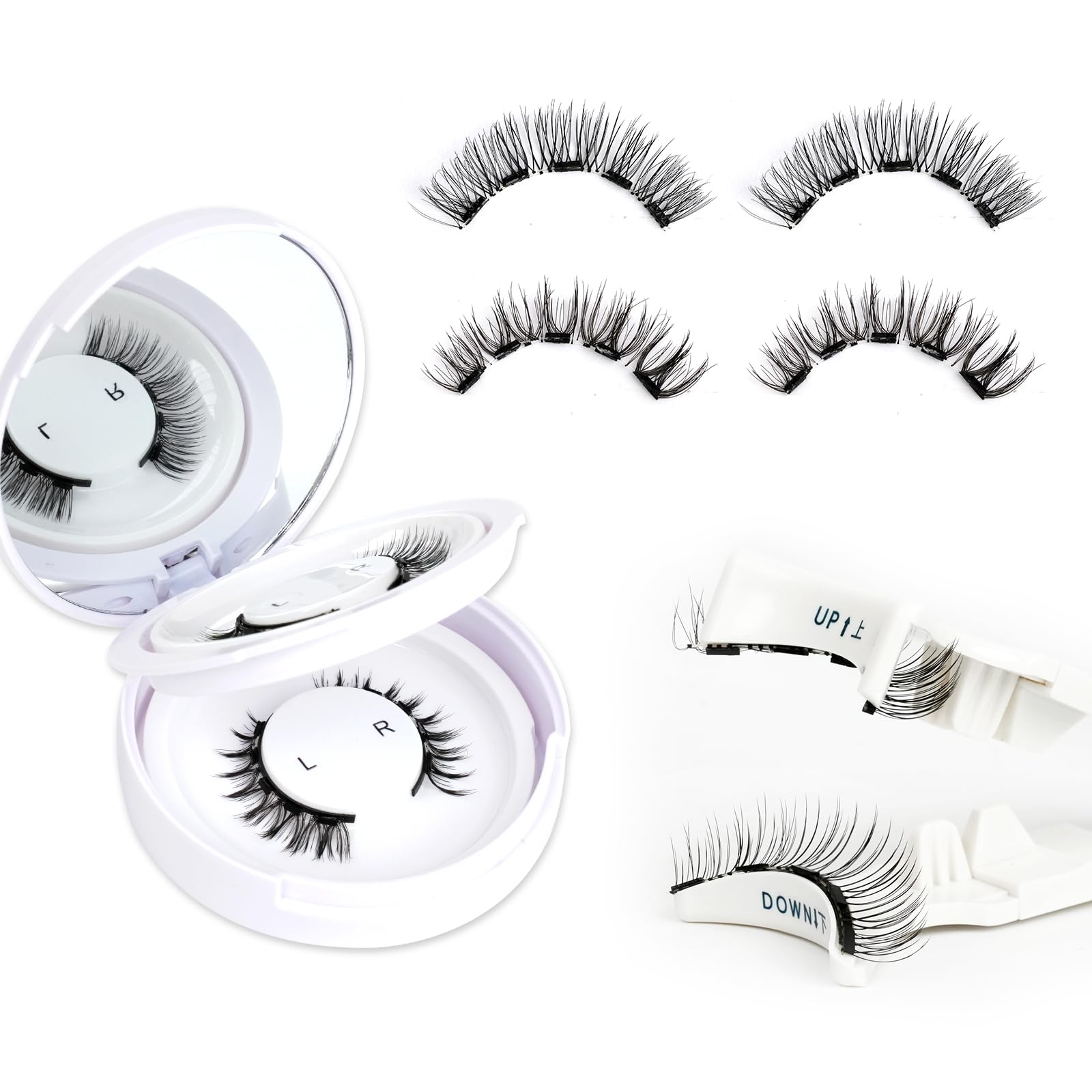 EMEDA Natural Look kit packaging with magnetic lashes and mirror for easy grooming.