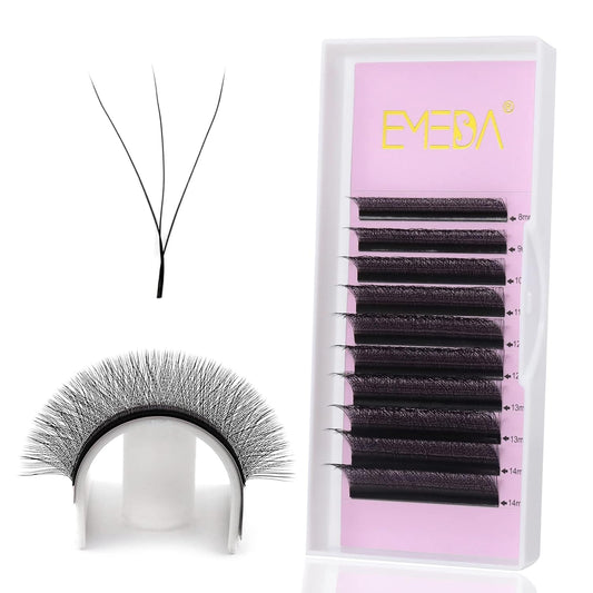 EMEDA W lash extensions with C curl 0.07mm 12mm tray for voluminous fans.