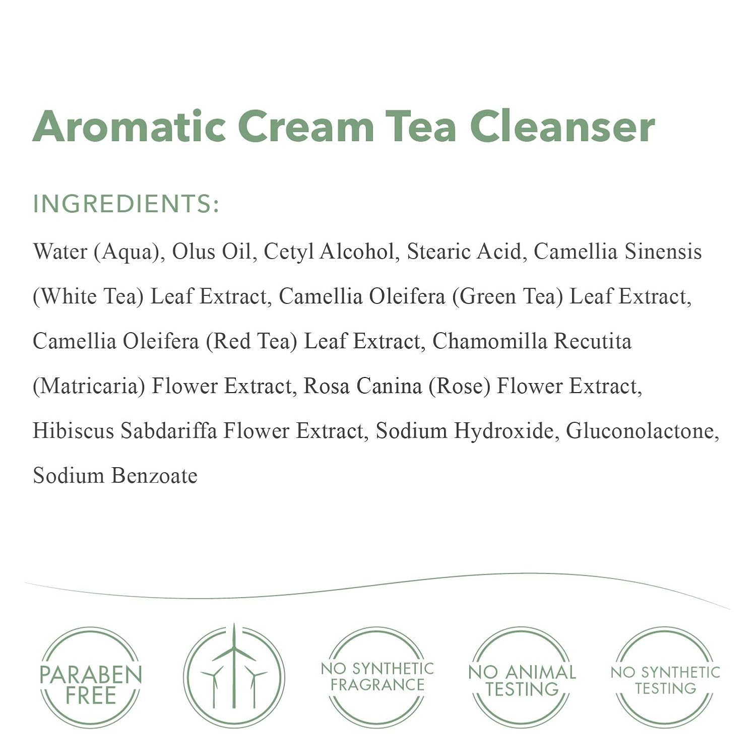 emergen C aromatic cream tea cleanser green tea ingredient visualization.