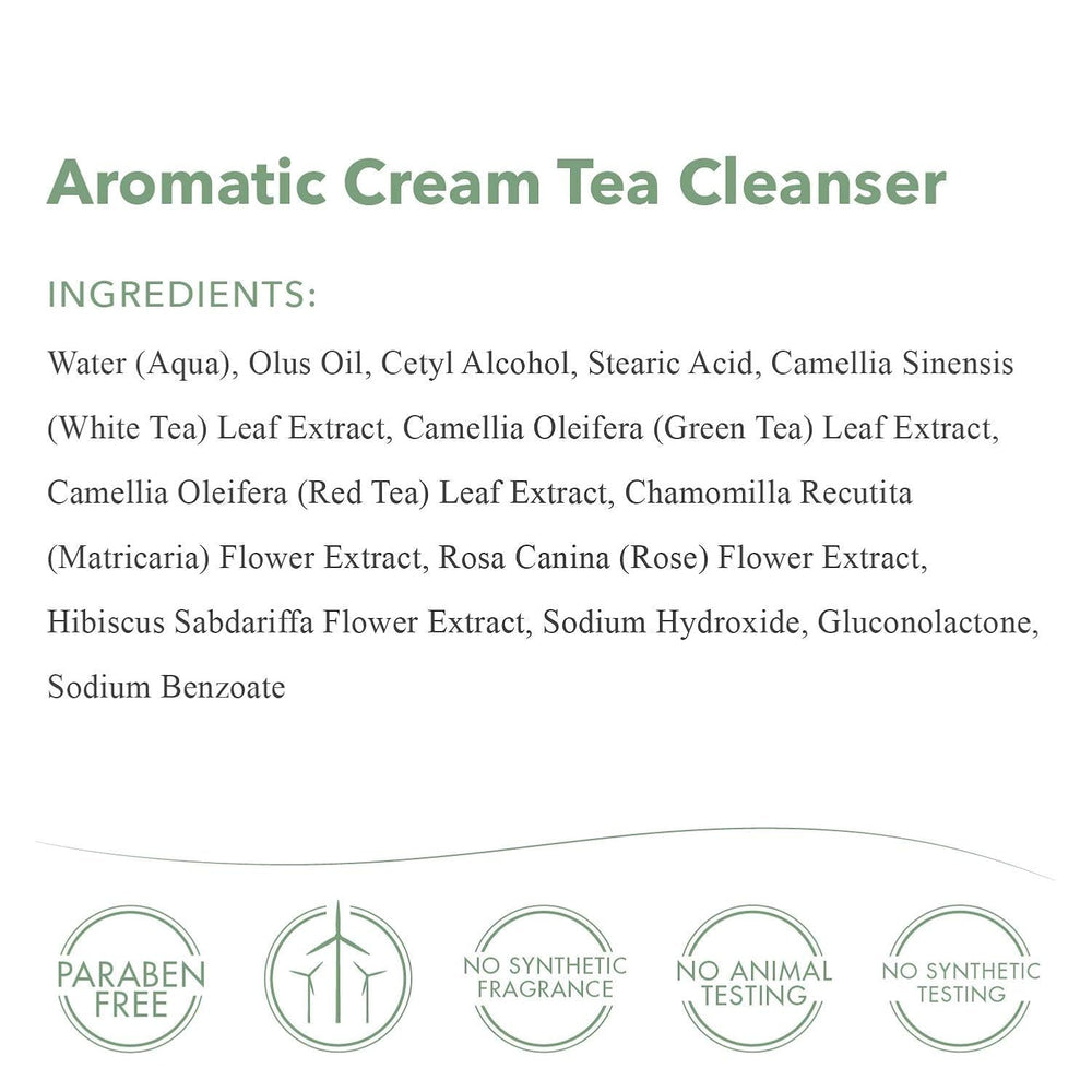 emergen C aromatic cream tea cleanser green tea ingredient visualization.