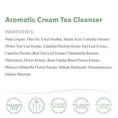emergen C aromatic cream tea cleanser green tea ingredient visualization.