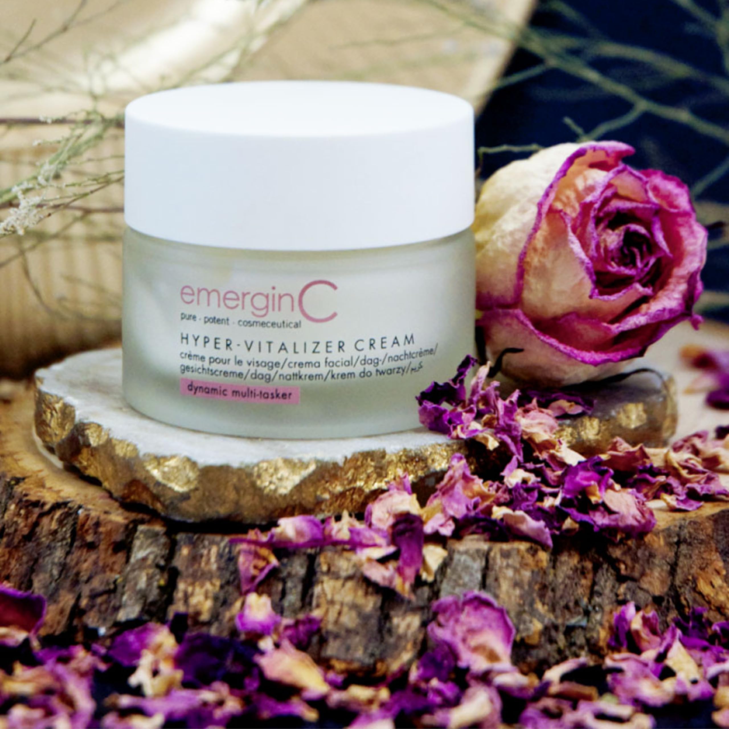 emergin-c Hyper-Vitalizer Cream with CoQ10 and lutein supports cellular vitality.