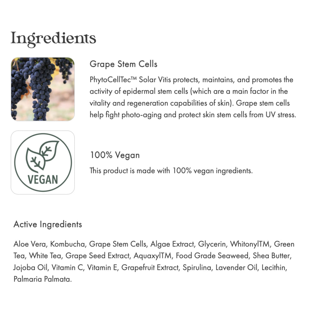 Grape stem cells concept visual suggesting protection from photo-aging