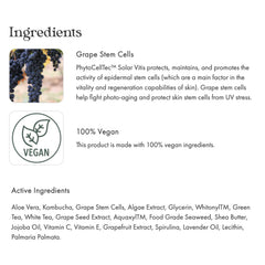 Grape stem cells concept visual suggesting protection from photo-aging
