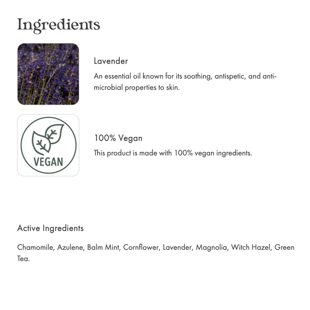emerginC lavender toner label close-up highlighting calming botanicals