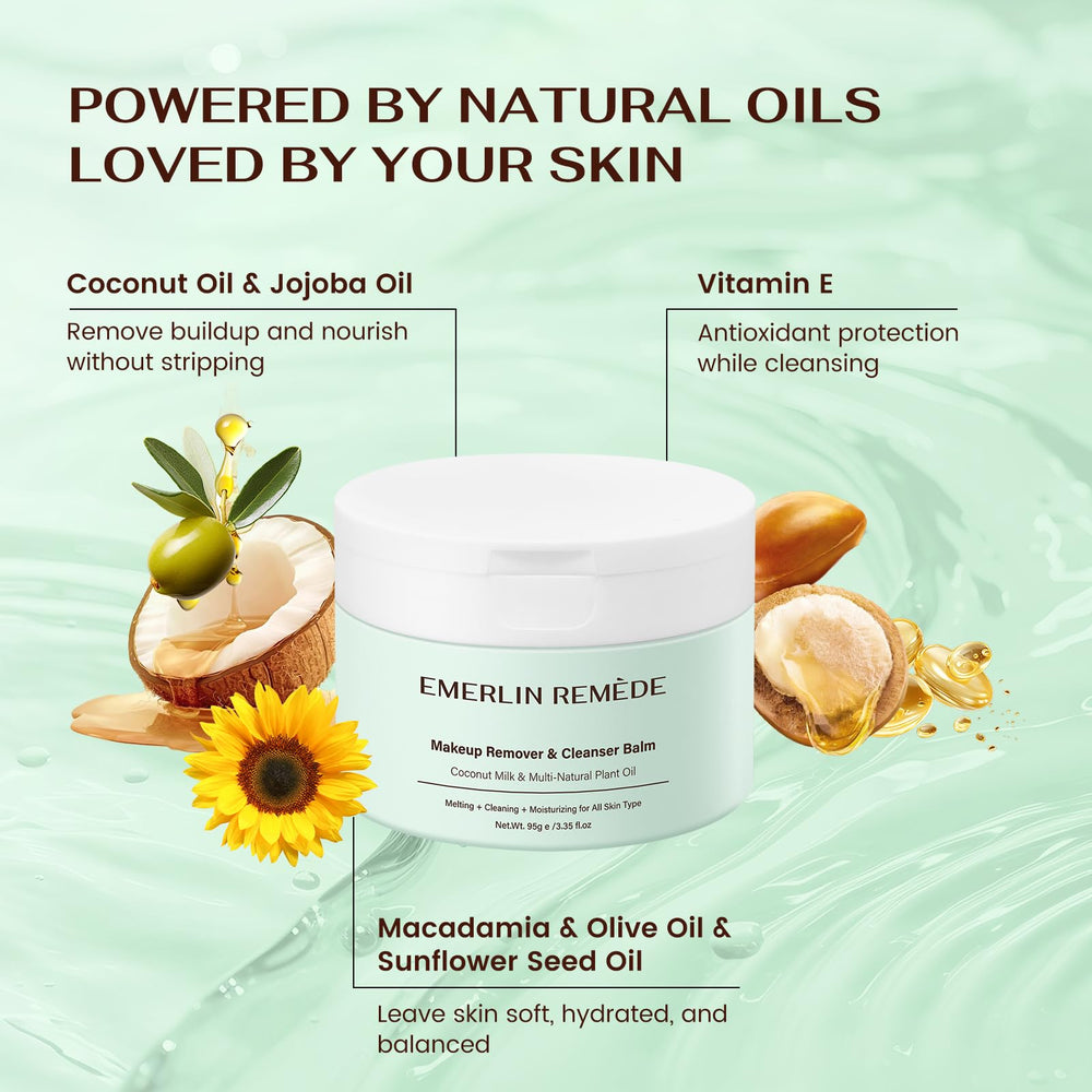 Emerlin Remède nourishes skin with coconut, jojoba, and olive oils.