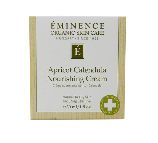 Eminence Apricot Calendula Nourishing Cream bottle open, highlighting easy daily application.