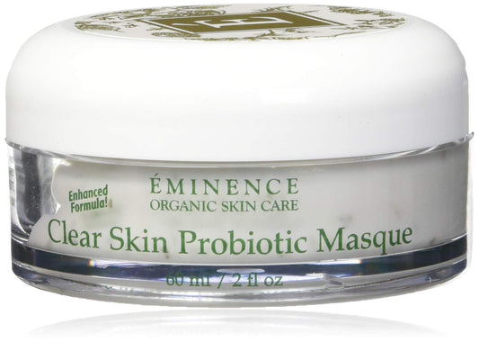 Eminence Clear Skin Probiotic Masque jar showing balanced, blemish-free potential skin benefits