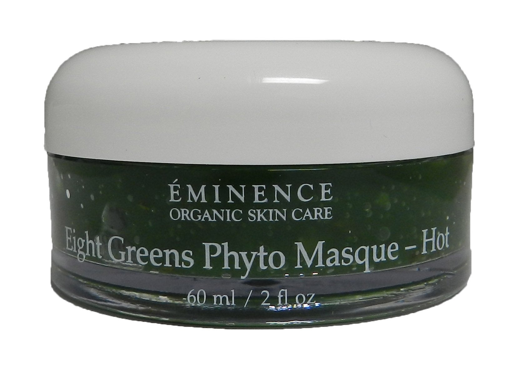The Eminence Eight Greens Phyto Masque (Hot) White bottle delivers energizing hydration.