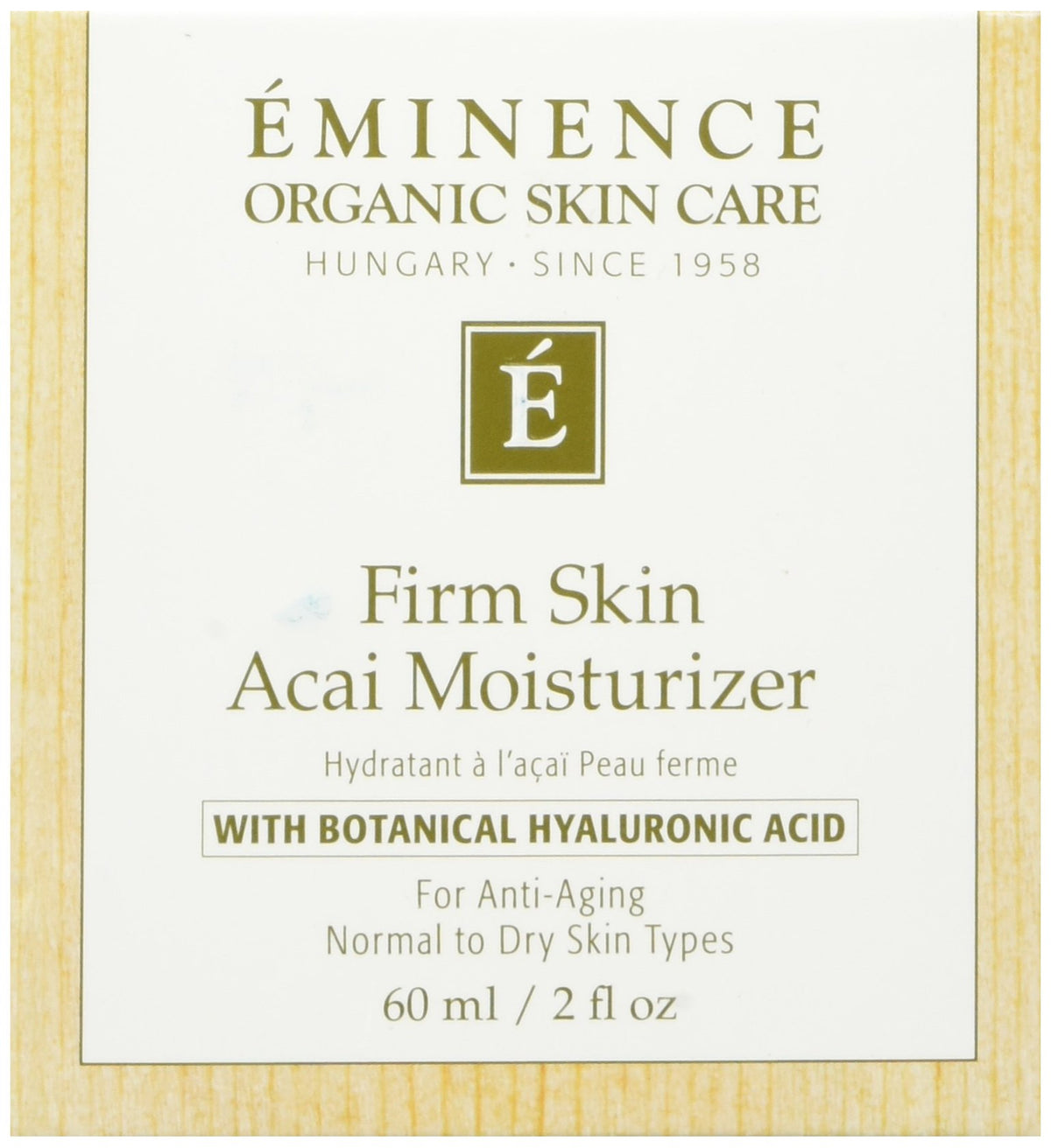 Eminence Firm Skin Acai Moisturizer bottle shown for daily hydration and nourishment
