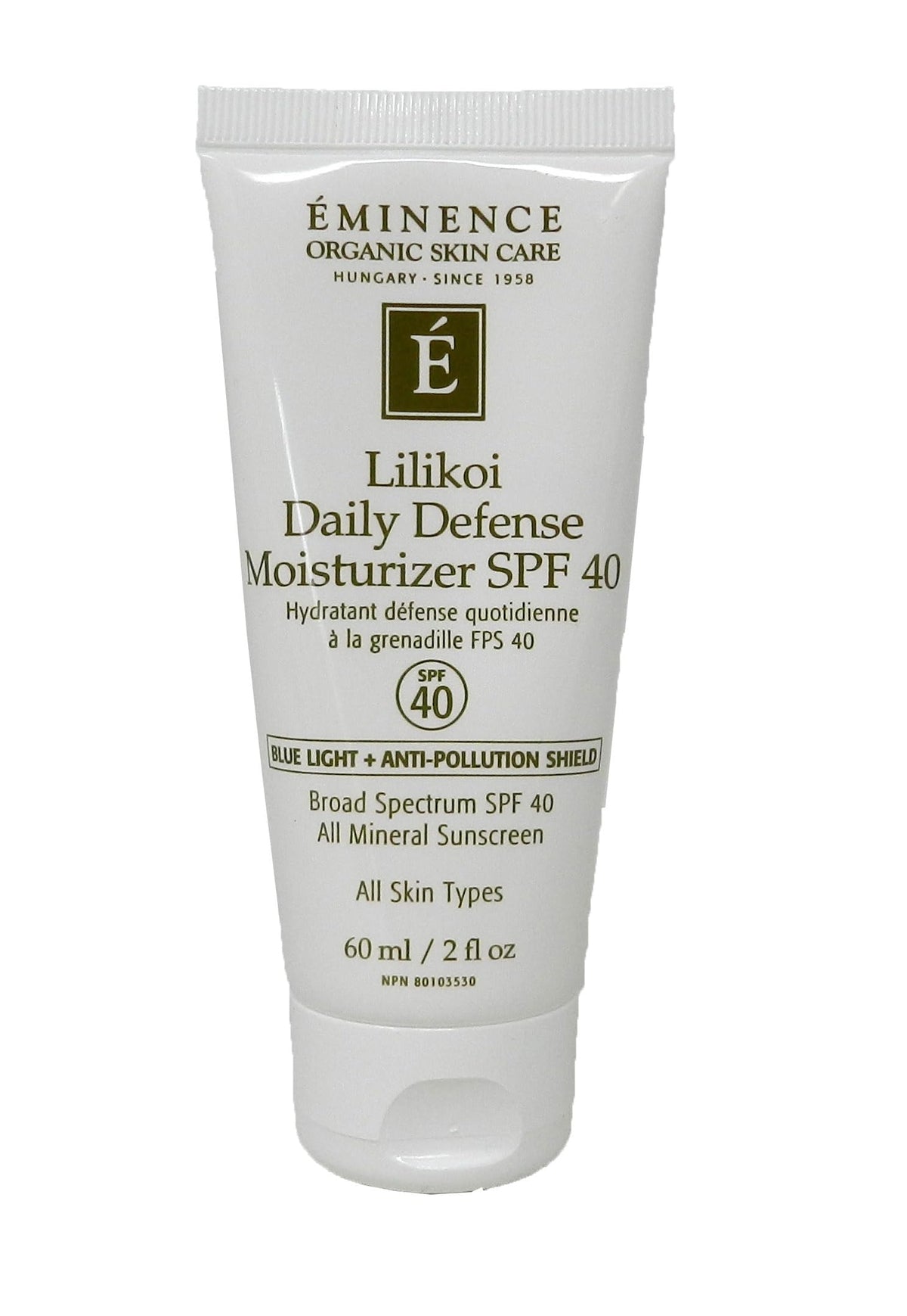 Eminence Lilikoi Daily Defense bottle front view with SPF 40.