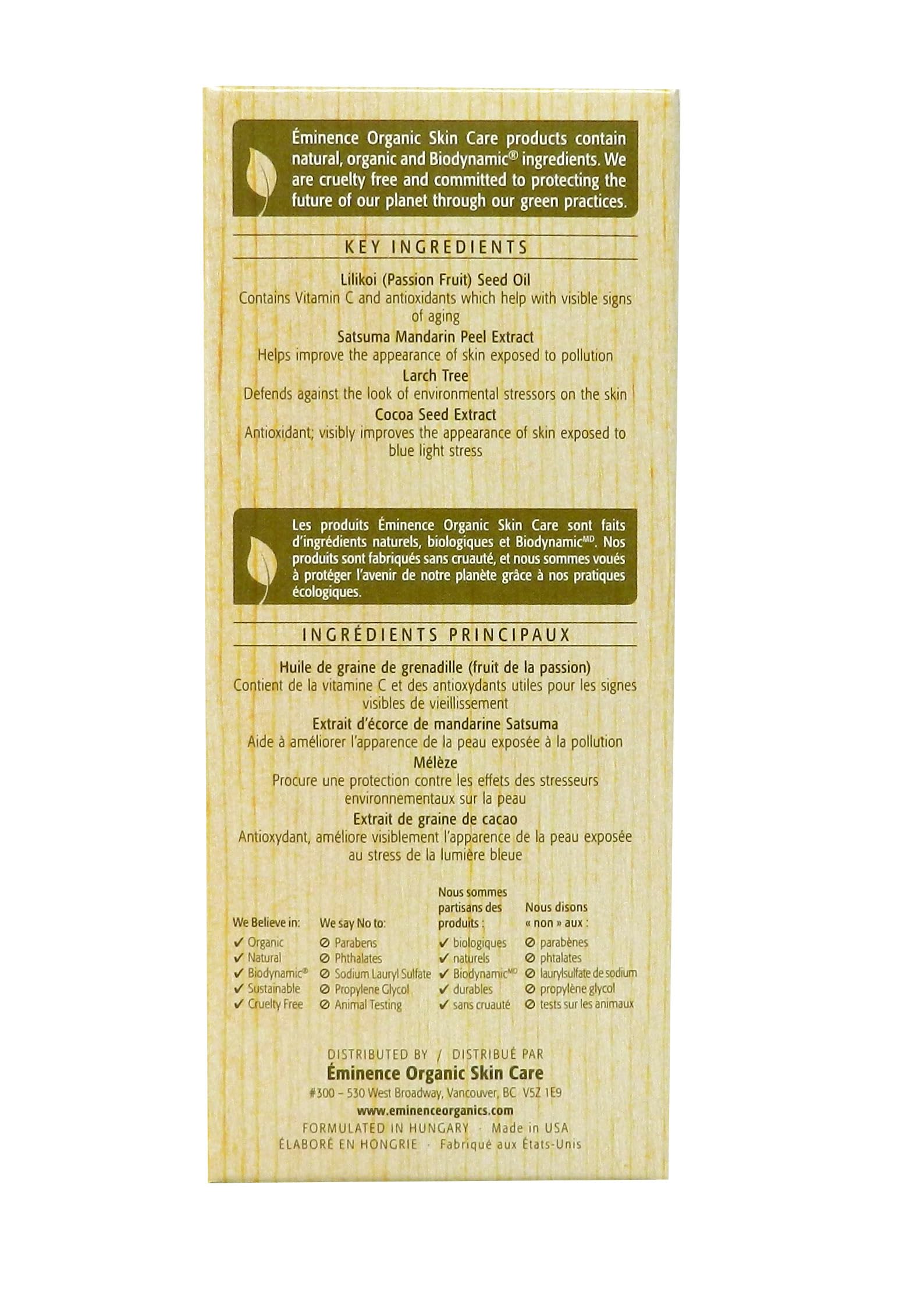 Eminence Lilikoi Daily Defense on hand showing lightweight texture and hydration.