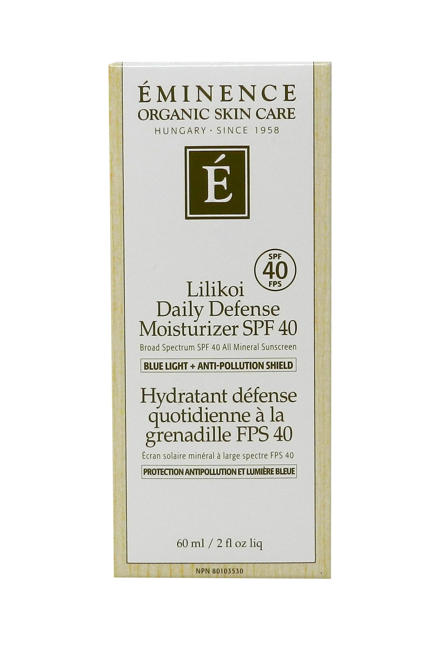Close-up of zinc oxide and Linden Tea ingredients in Eminence formula.
