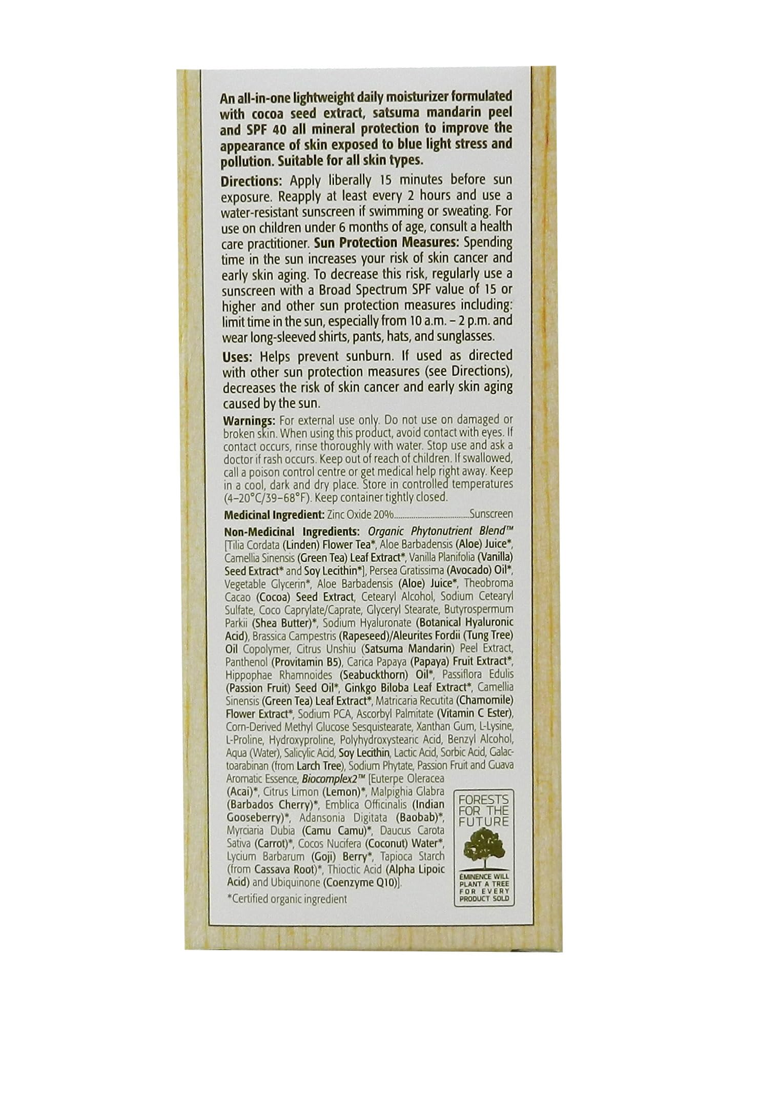 Eminence Lilikoi Daily Defense vanilla label shows soothing finish.