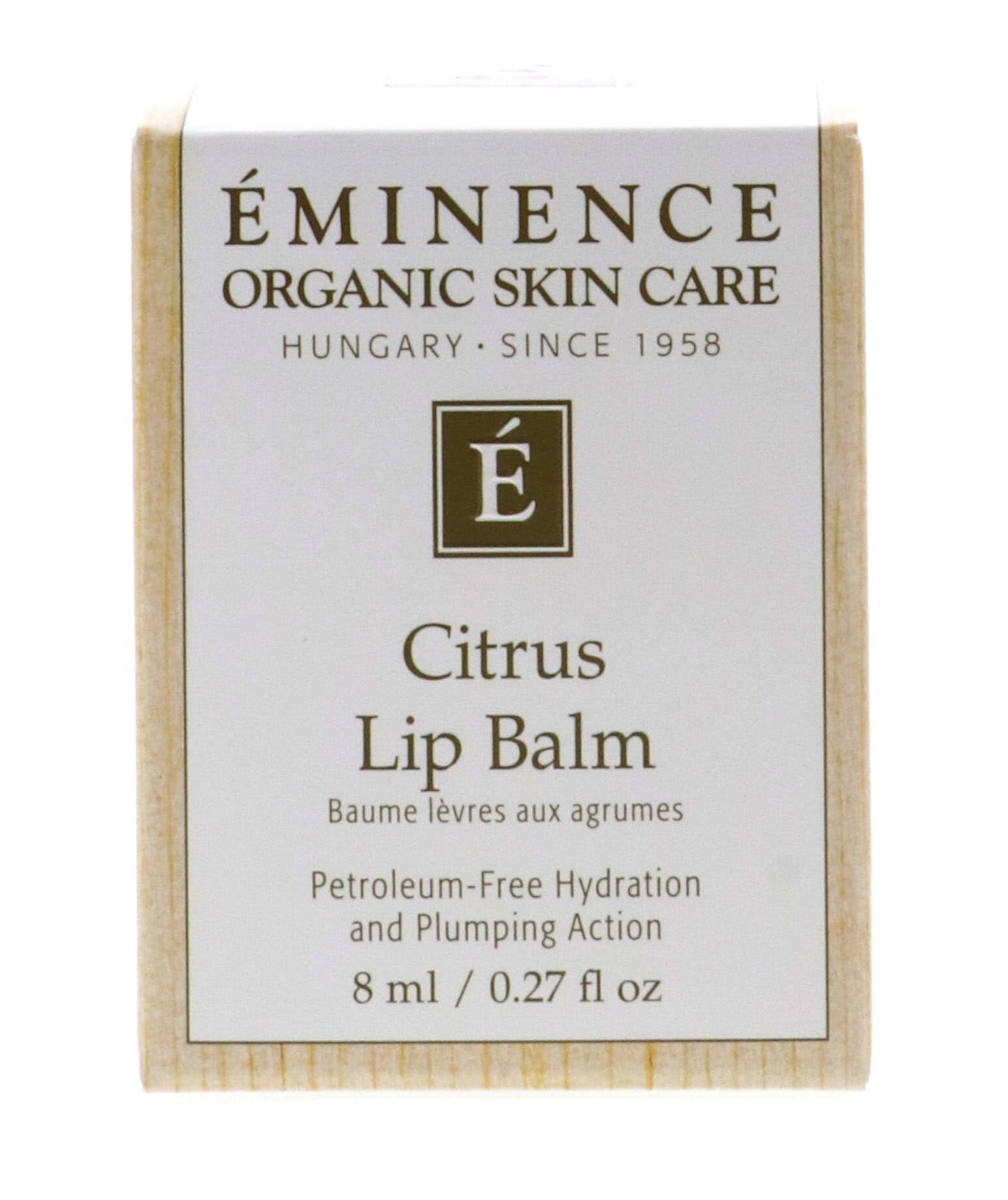 Eminence Organic Citrus Lip Balm tube close-up for smooth hydration