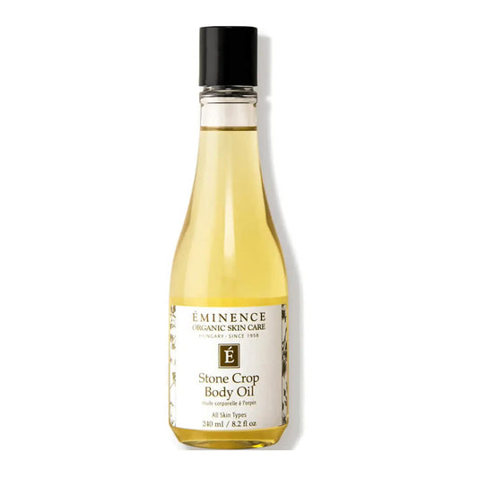 Eminence Stone Crop Body Oil bottle, soothing and quick-absorbing for smoother skin.