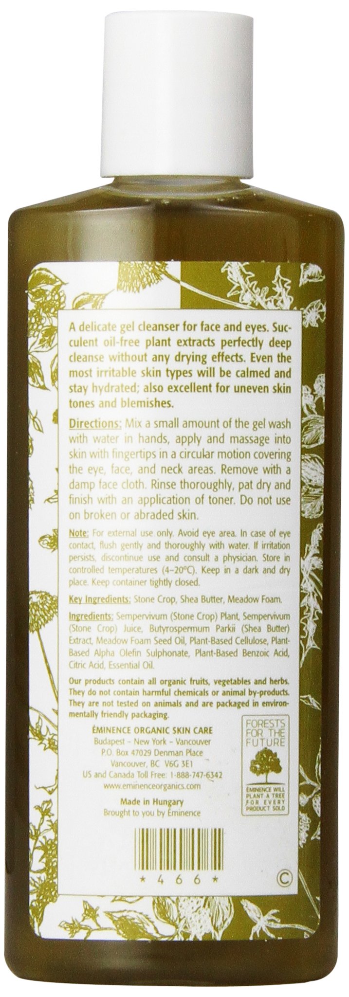Creamy lather from Eminence Stone Crop Gel Wash demonstrates a mild cleansing experience.
