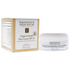 Eminence Tropical Vanilla Day Cream SPF 40 application on skin for sun protection and hydration.