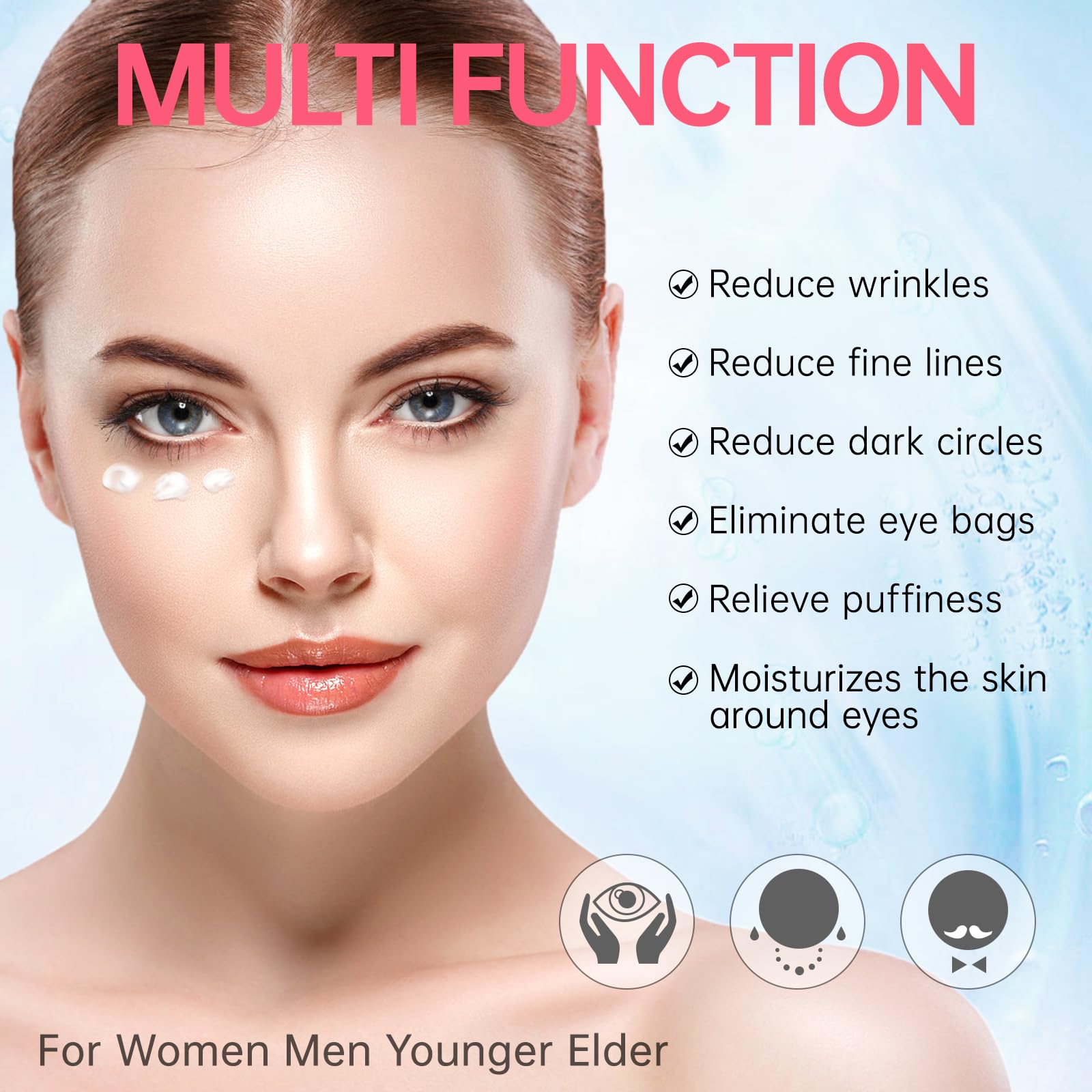 Close-up of Emisun eye cream texture emphasizing moisturizing consistency