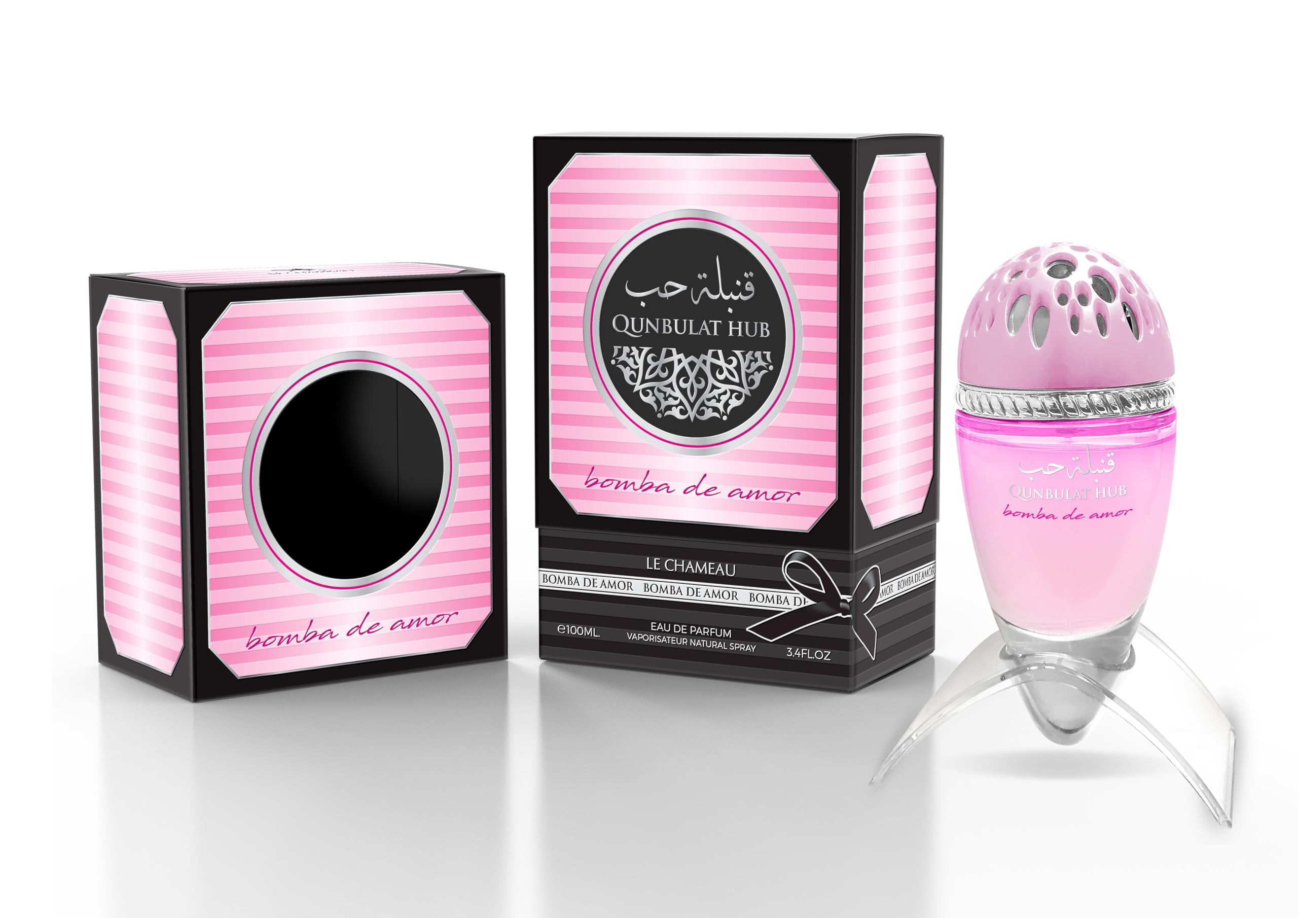 Emper Qunbulat Hub Bomb of Love bottle on nightstand, ideal for a romantic date night.