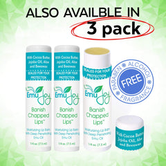 Emu Joy natural ingredients lip balm hero shot supports soft lips