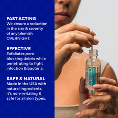 Dab of EMUAID applied to facial area before bed