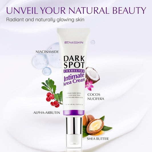 Close-up of EnaSkin cream texture, light and creamy for gentle daily application.