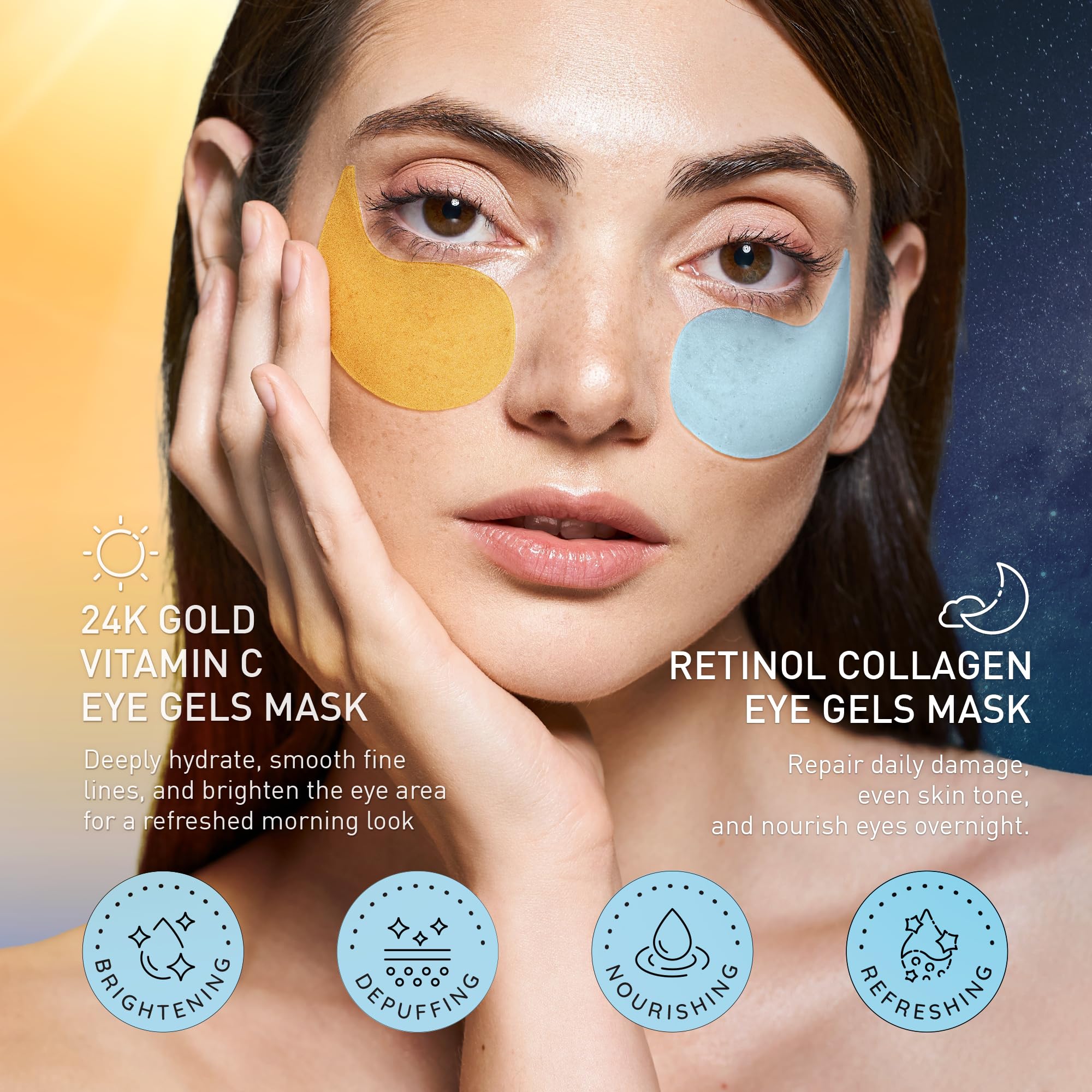 Enaskin Naturals 24K gold eye patches morning use for a cooling, refreshing boost