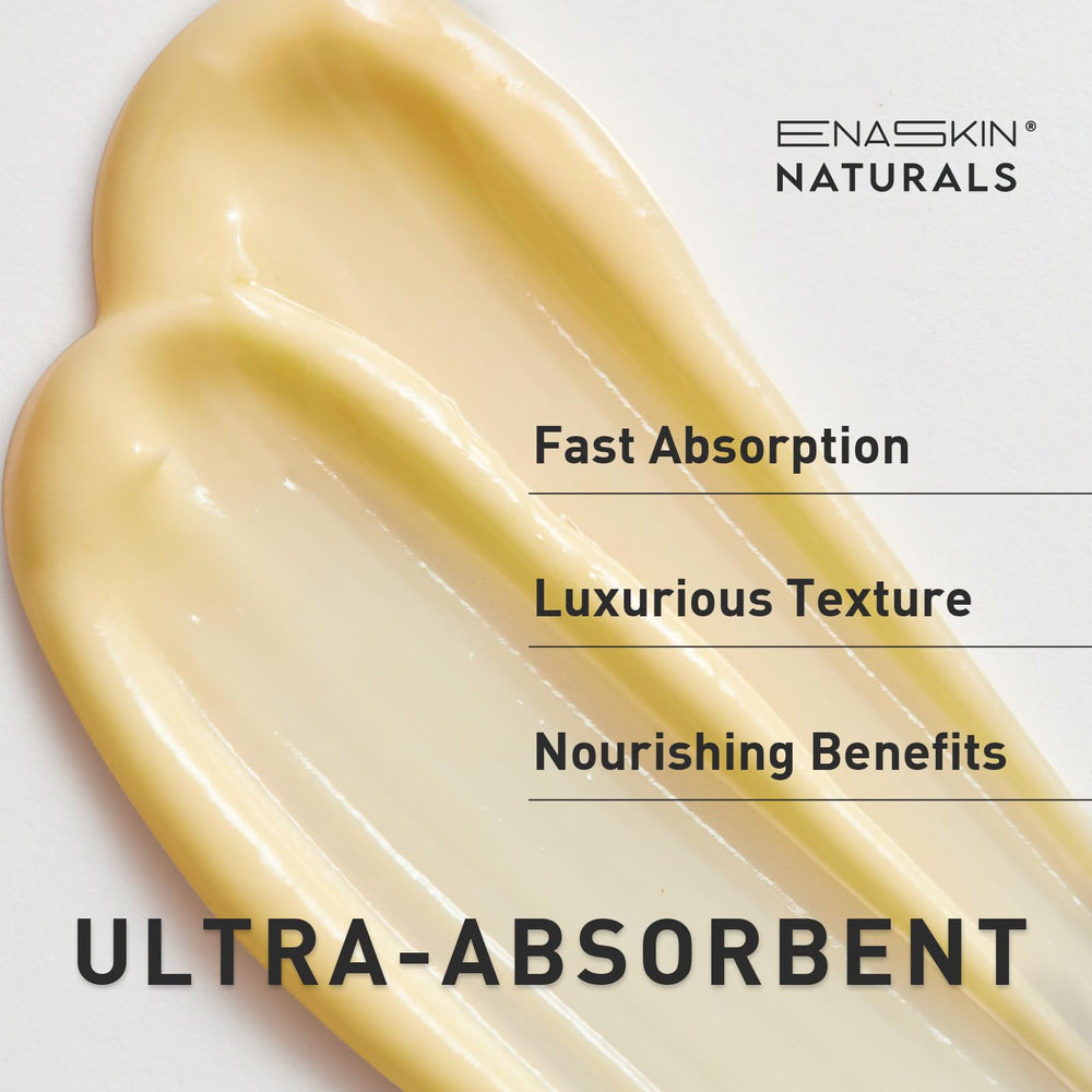 Enaskin Naturals cream texture close-up highlighting nourishing formula.