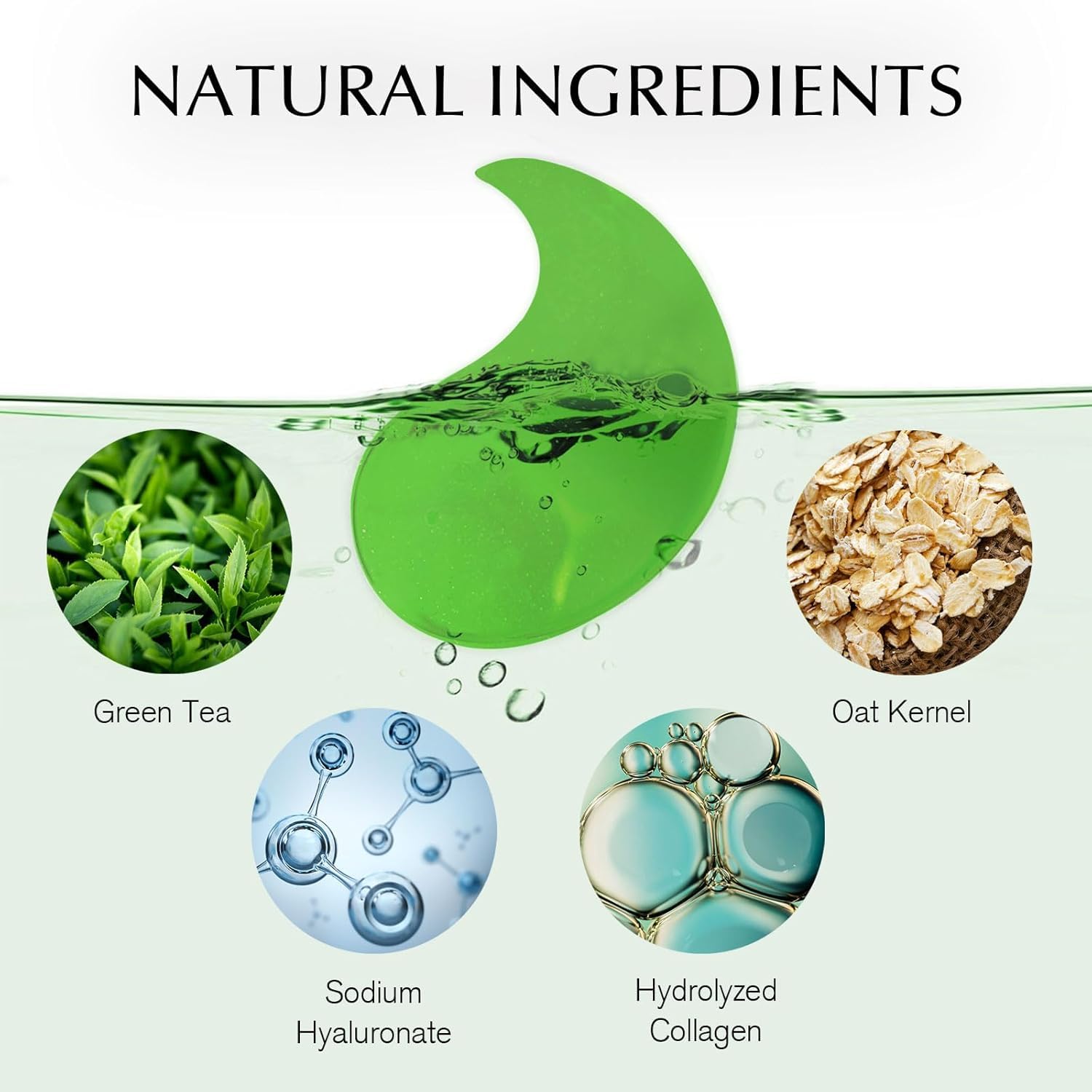 Enaskin Naturals eye patches ingredients featuring hyaluronic acid and green tea