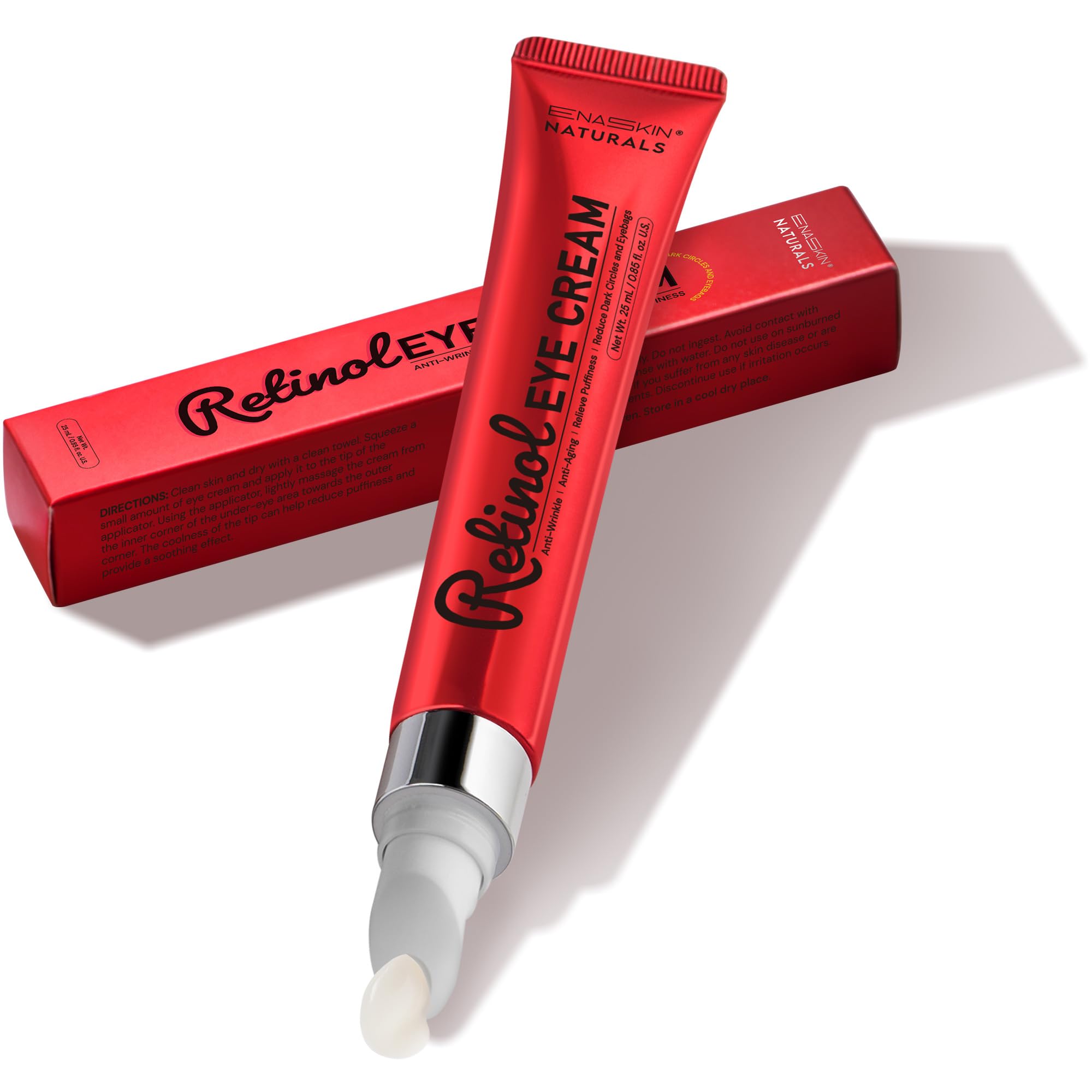 Enaskin Naturals Retinol Eye Cream bottle with pump for precise, mess-free application.