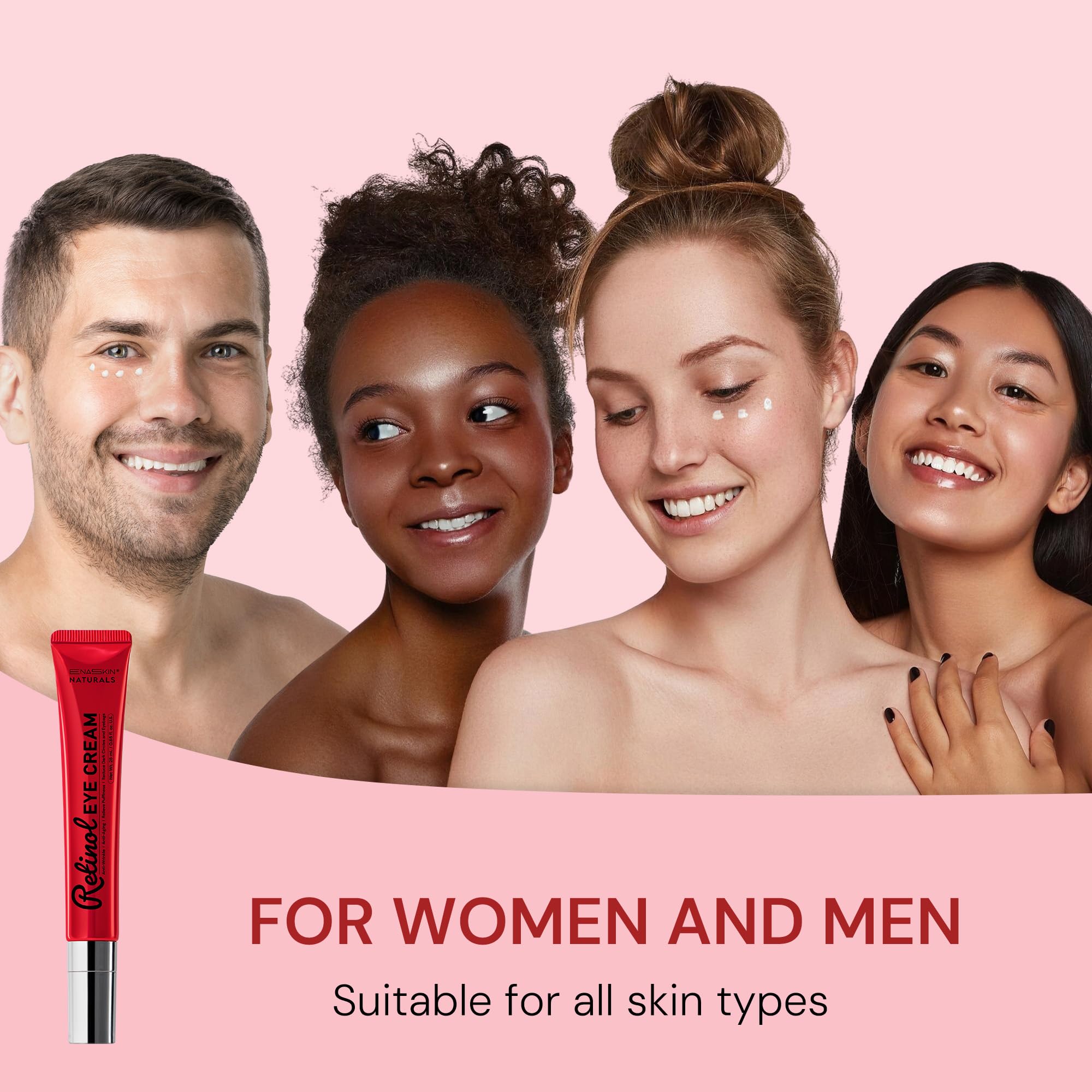 Hands applying Enaskin Naturals Retinol Eye Cream during skincare routine