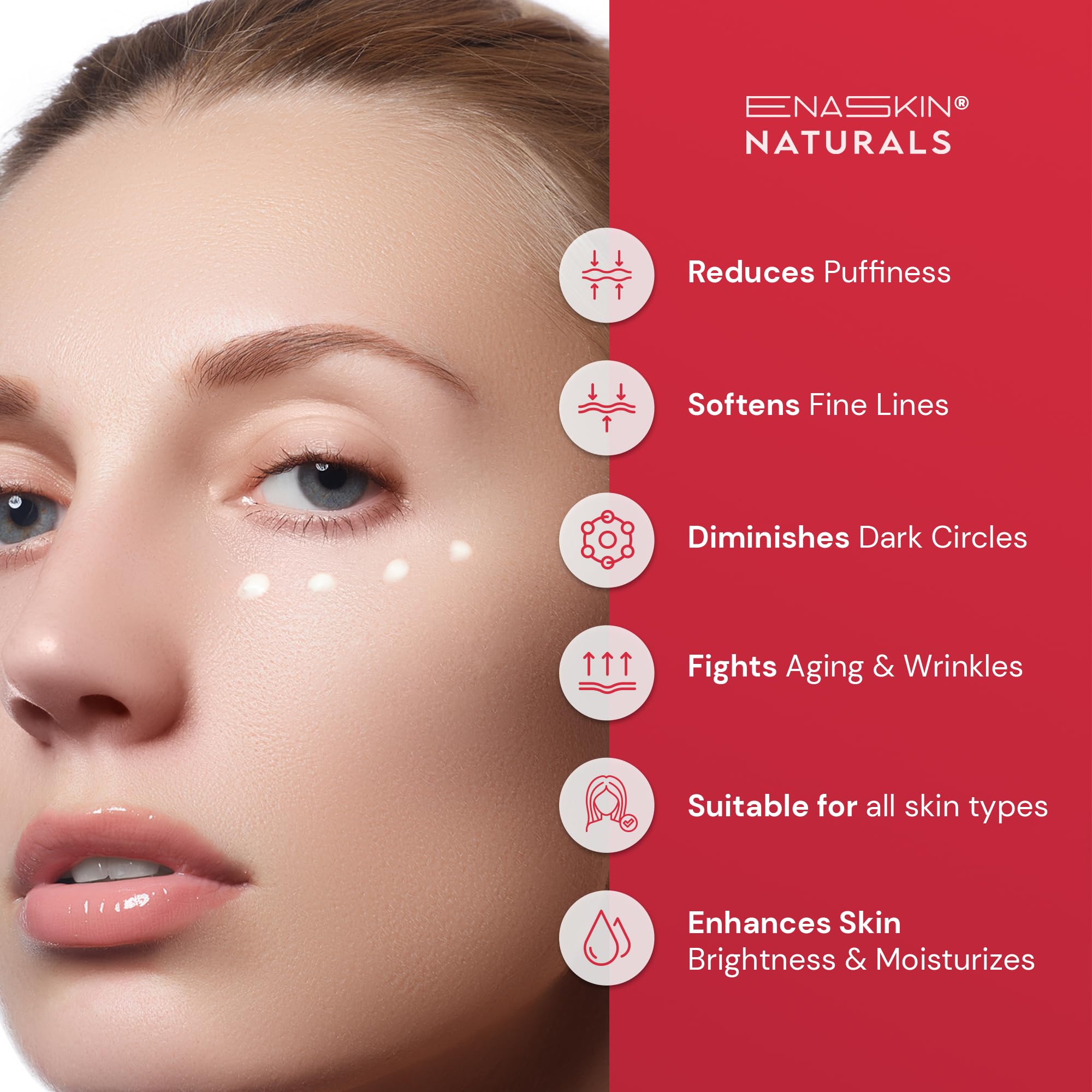 Creamy texture of Enaskin Naturals Retinol Eye Cream shown in a close-up view.