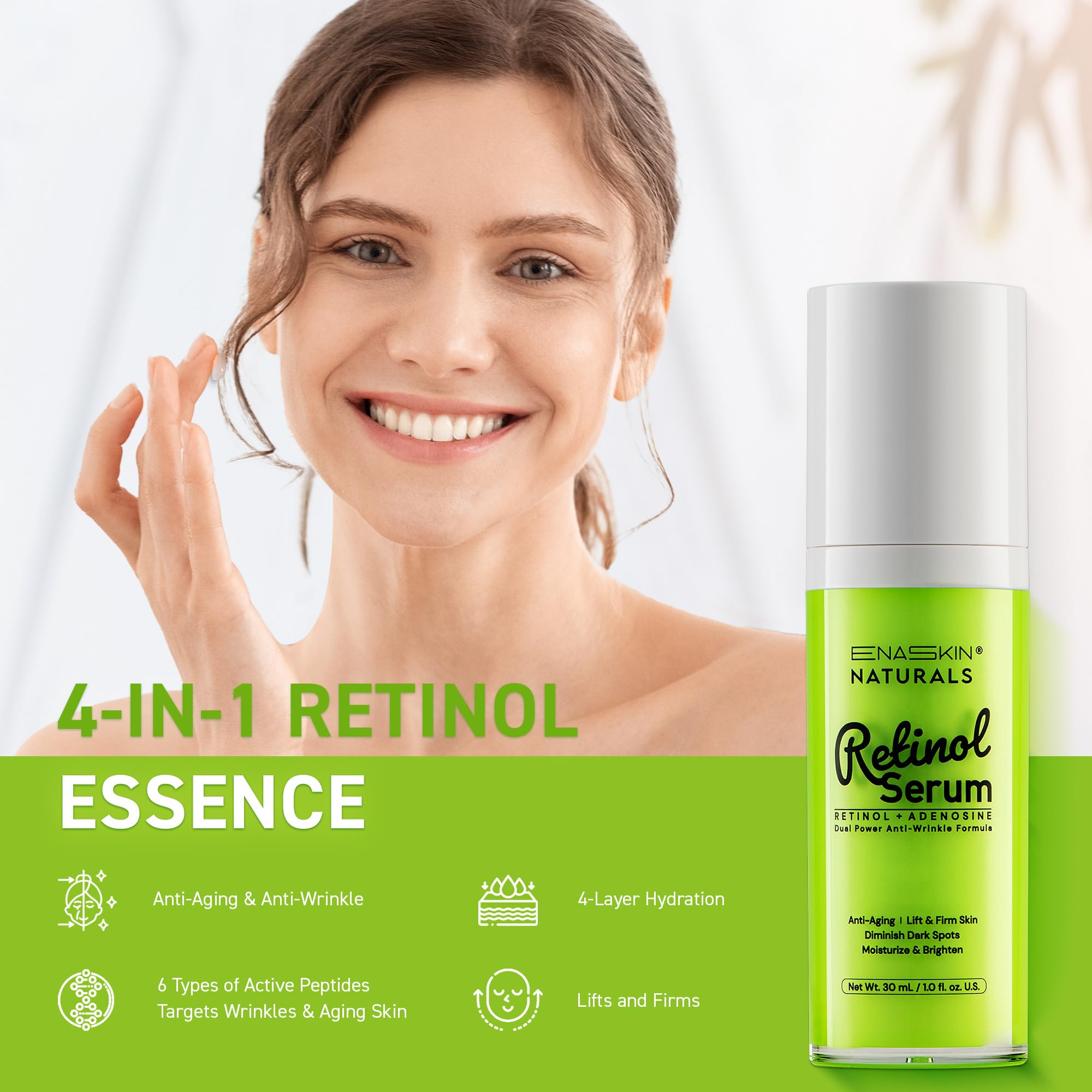 Enaskin Naturals hyaluronic action shown delivering deep hydration.