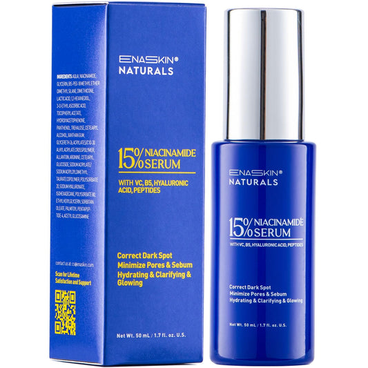 Enaskin Naturals Niacinamide Serum 15% bottle front for brighter, clearer skin.