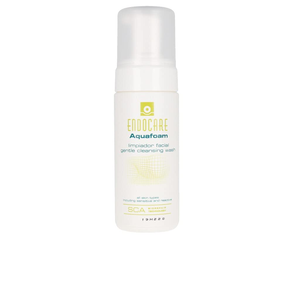 Endocare Aquafoam cleansing foam bottle for gentle daily cleansing suitable for all skin types.