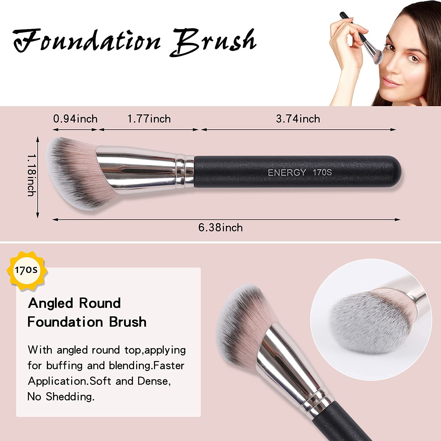 ENERGY Kabuki mini concealer brush 370S for precise spot concealing