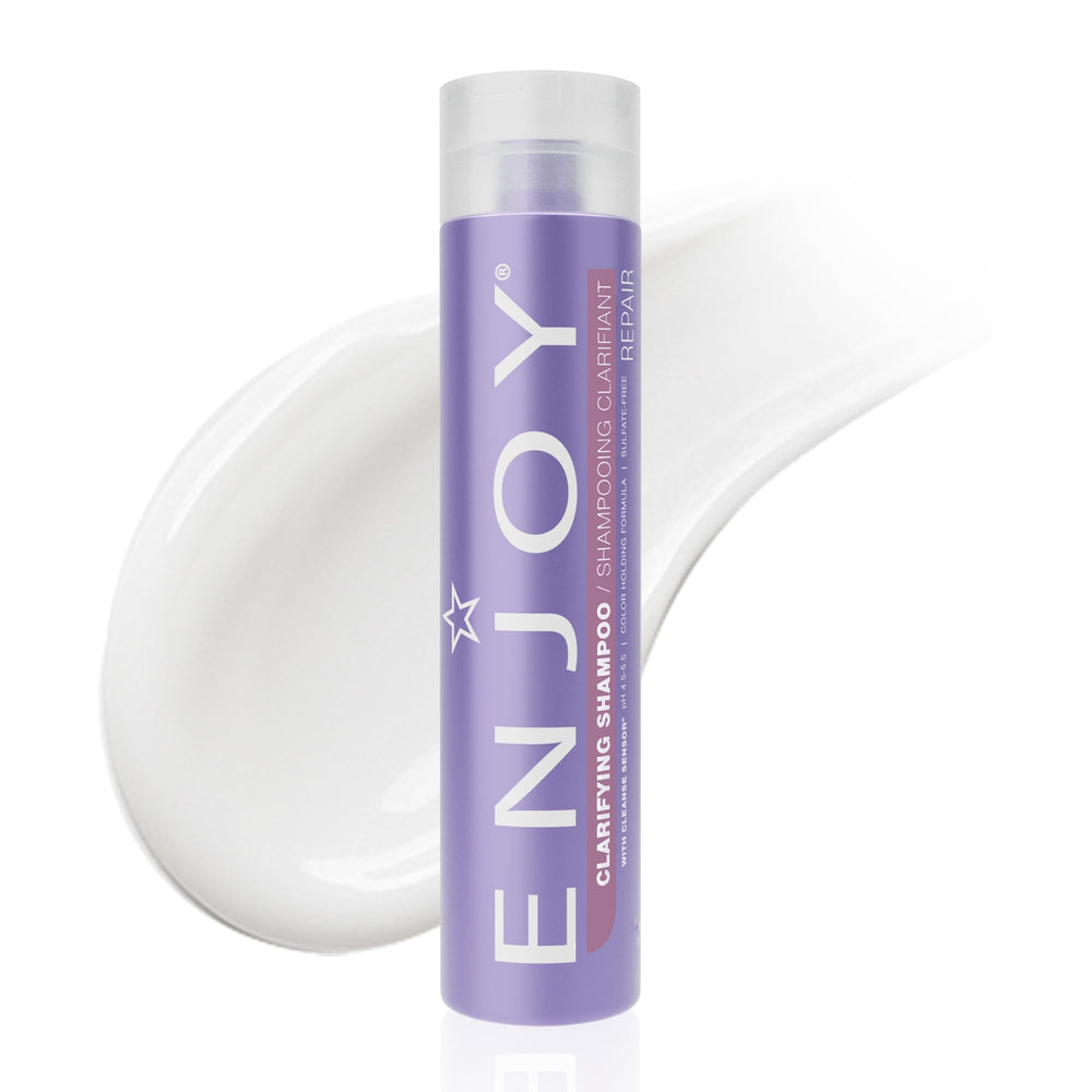 Enjoy Clarifying Shampoo bottle front highlights sulfate-free gentle cleansing