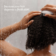 Enjoy Clarifying Shampoo lather demonstrates mineral removal for refreshed hair