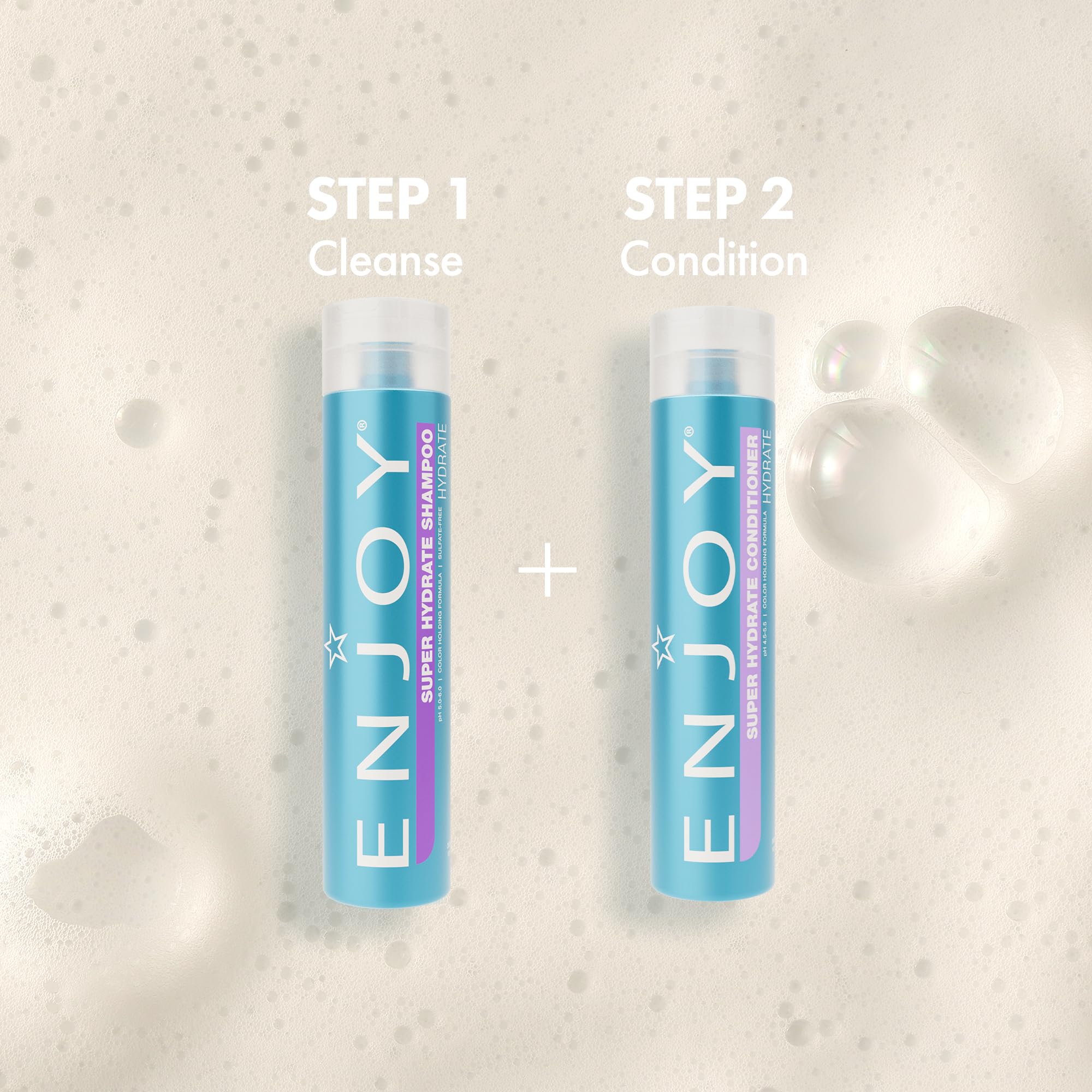 ENJOY daily-use after shampoo routine image demonstrates fast detangling and hydration.