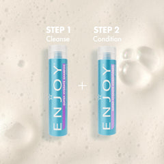 ENJOY daily-use after shampoo routine image demonstrates fast detangling and hydration.