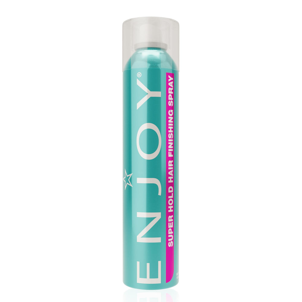 Enjoy Hair Finishing Spray bottle front view for quick, long-lasting hold.